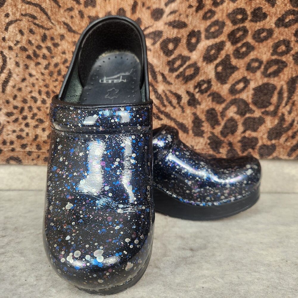 Dansko Women's Black-Multi Clogs Shoes US Size 6.5-7 EU 37 Nurse Teacher Shoes